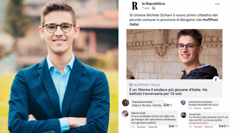 Michele Schiavi, tanti insulti “democratici” al sindaco più giovane d’Italia