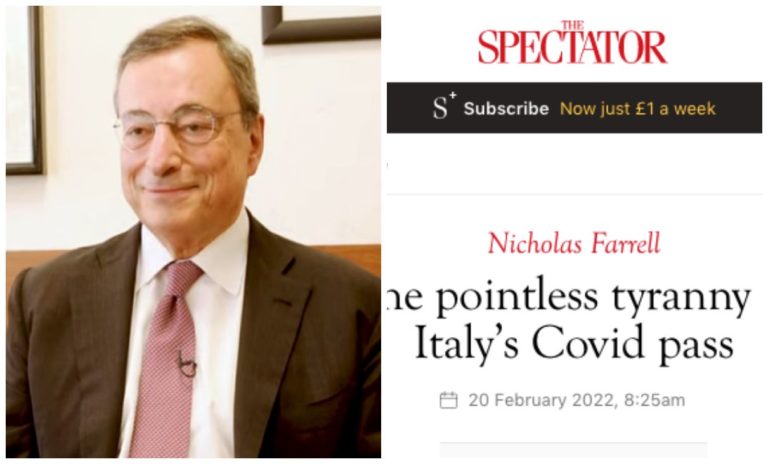 The Spectator distrugge la tirannia del SGP di Draghi: «Italiani dittatori»