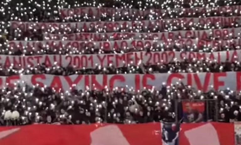 Lezione dai tifosi della Stella Rossa: elencano le guerre della NATO – Video